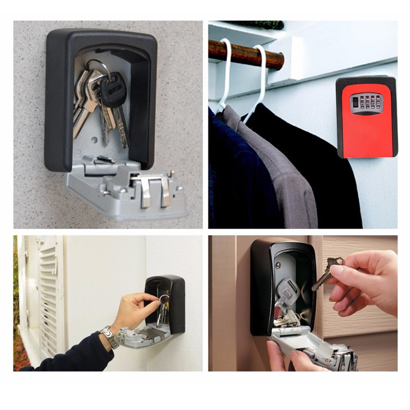 robić montażu na ścianie zapasowe klucze bezpieczny schowek robić przechowywania z 4 cyfra kombinacja blokada biuro w domu metalowe ukryty klucz tajne organizator
