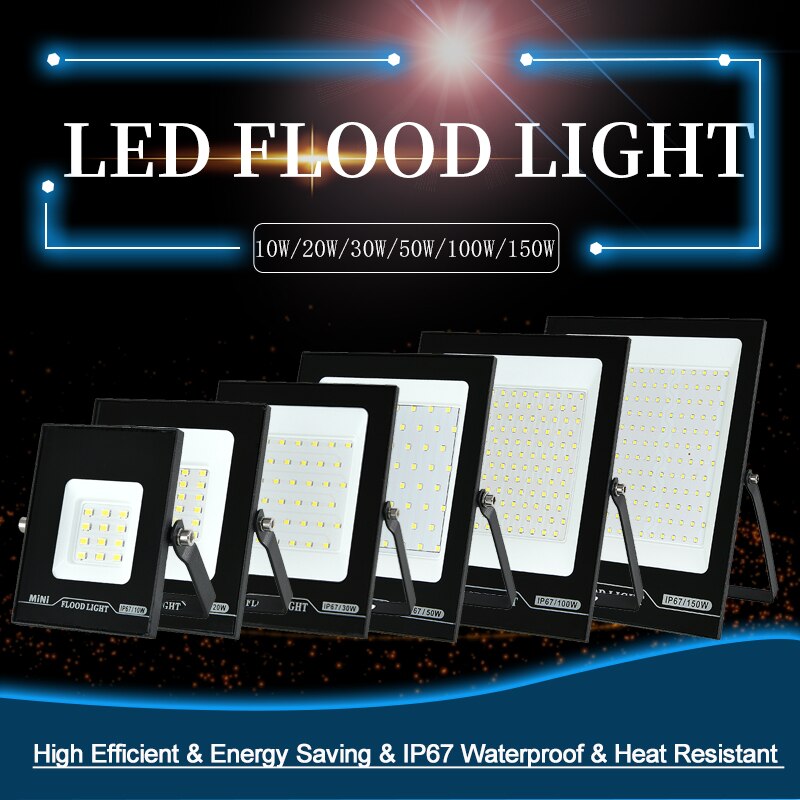 Flood Light LED Outdoor Exterior Projector Lamp 10W 20W 30W 50W 100W 150W For Garden Fence Street Garage Spotlights