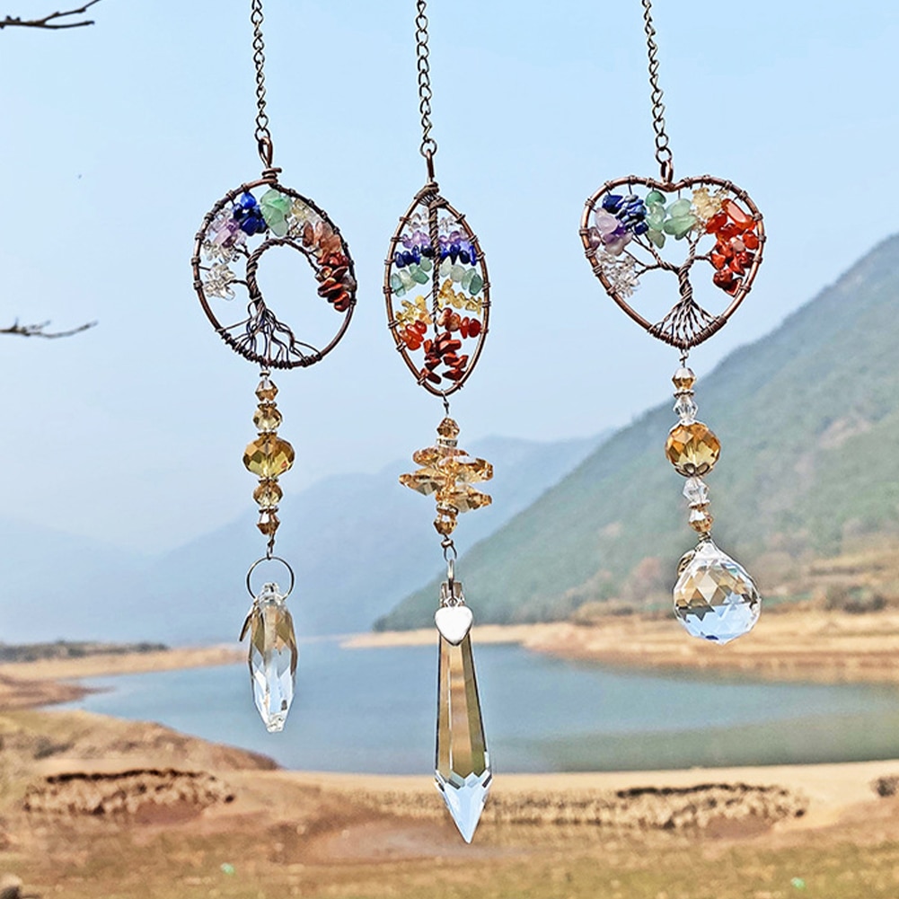 Krystall solfanger prismer vindusdekorasjon solfanger hengende regnbue maker glass prismer anheng diy lysekrone ornamenter