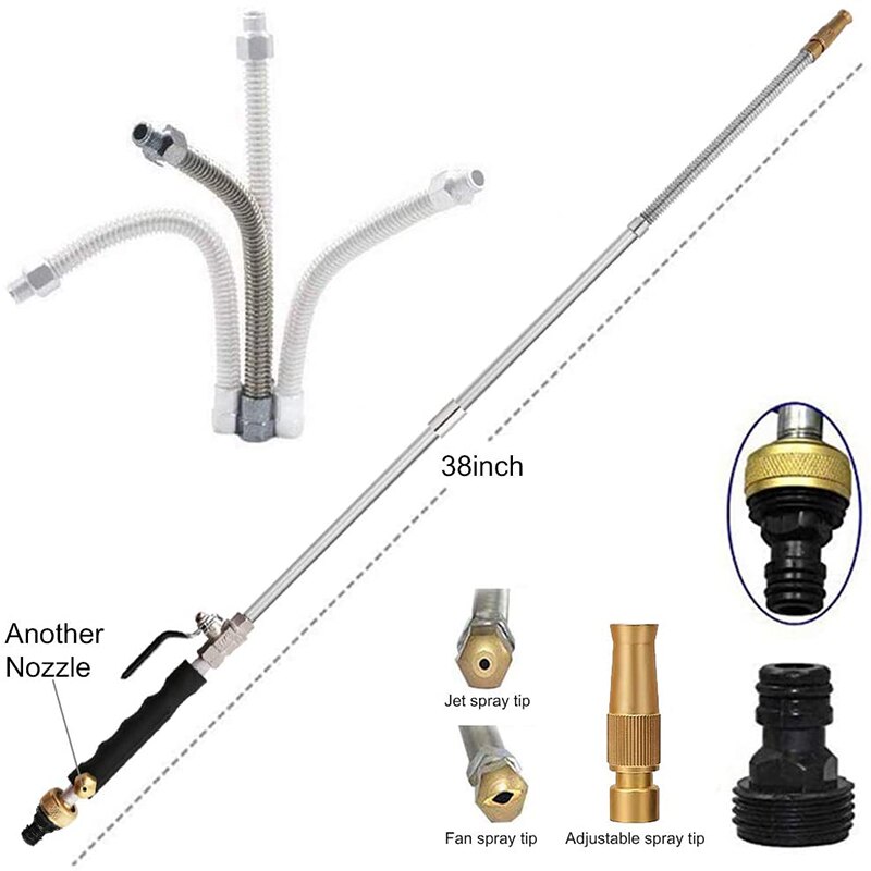 Hydro Jet Washer High Pressure Power Washer 38inch Wand Water Hose with Nozzle for Car Pet Window Cleaning Tool