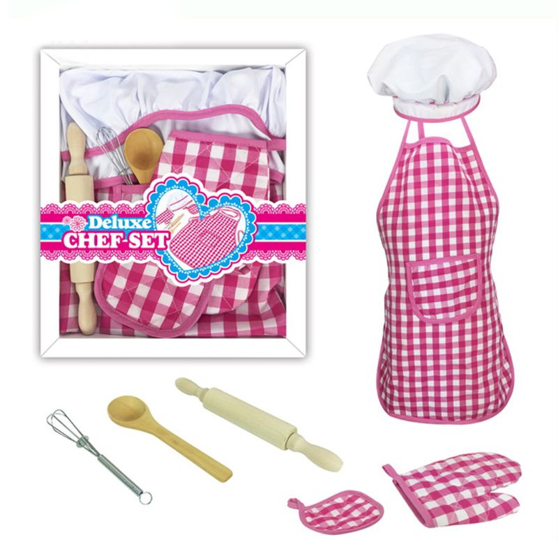 Girls Kids Chef Costume, Girls Age 3-8, Chef Apron, Hat and Cooking Baking