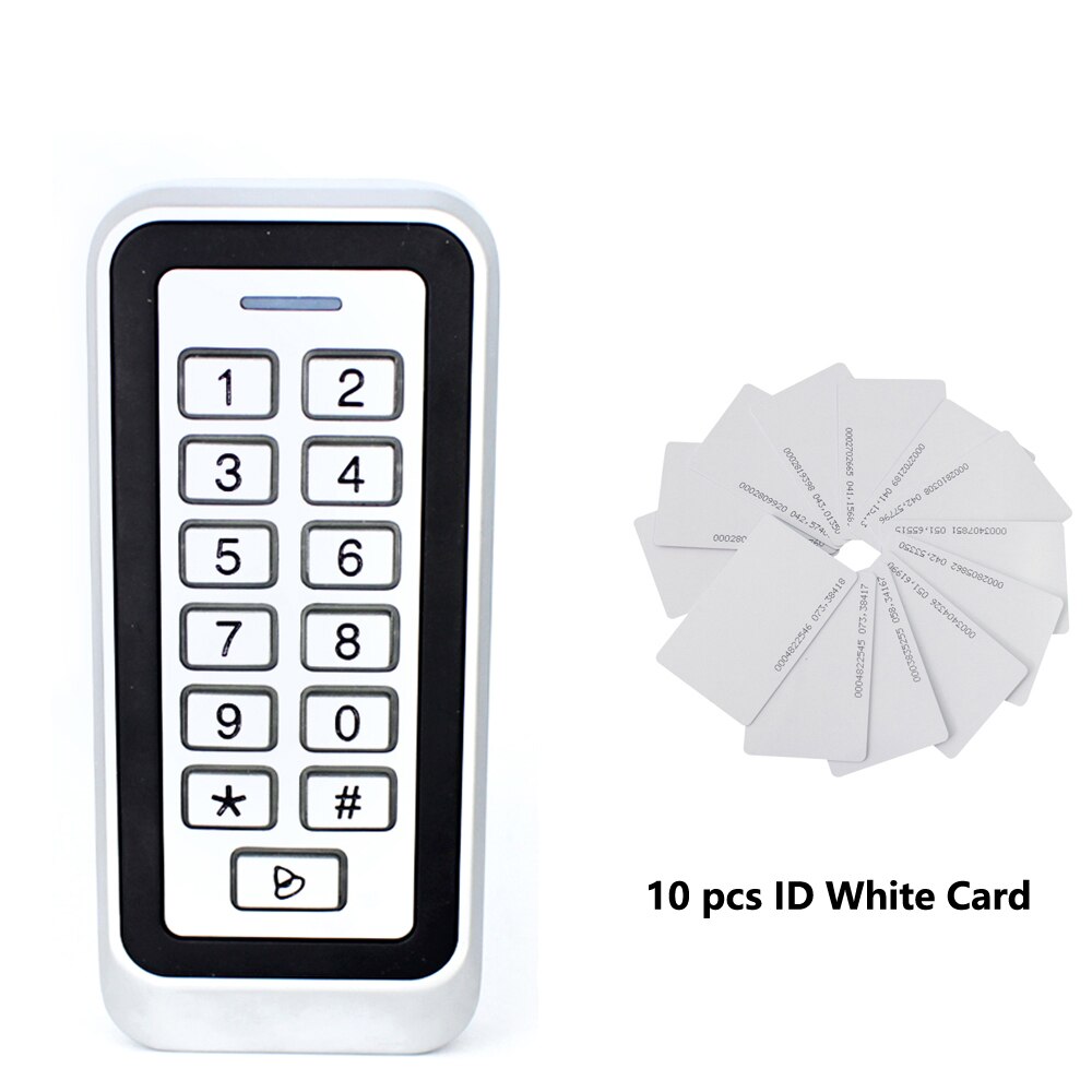 125Khz Rfid Deur Toegangscontrole Systeem IP67 Waterdichte Metalen Toetsenbord Proximity Card Standalone Toegang Controler 1000 Gebruiker: AC and 10 Card