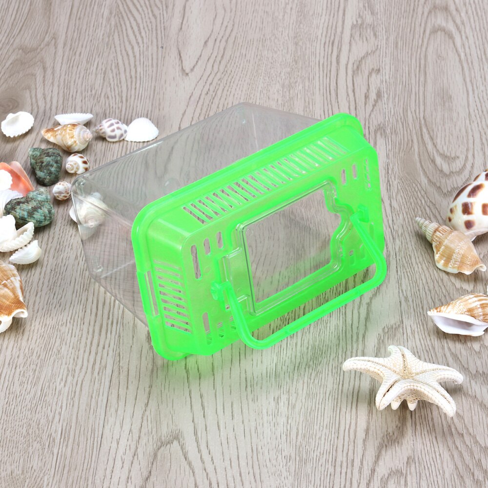 Mini Fish Tank Handheld Fish Tank for Turtle and Pet Fish (Red - Lid for Random)