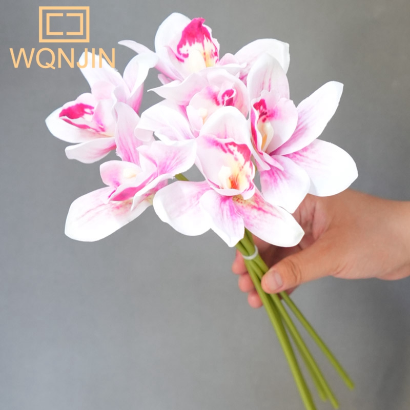 Neue 6 teile/los Herbst Schmetterling Orchidee Vasen für Wohnkultur Hochzeit dekorative Pflanzen Weihnachts künstliche Blumen: Pflaume