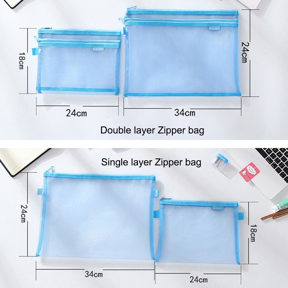 Deckel 1 stücke/freies shiping A4A5 transparent Gittergewebe doppel-reißverschluss tasche Schüler datei tasche bleistift fallen ordner kosmetik tasche datei Halfter