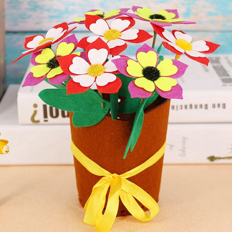 Non-Woven Potted Plants Without Cutting Flower Pots Children Diy Handmade Flowers Making Carnation Material Package
