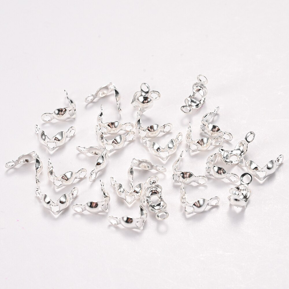 200 Stks/partij Rvs Connector Sluiting Fitting 4*8Mm Ball Chain Calotte End Crimps Kralen Connector Voor Diy sieraden Maken: White K