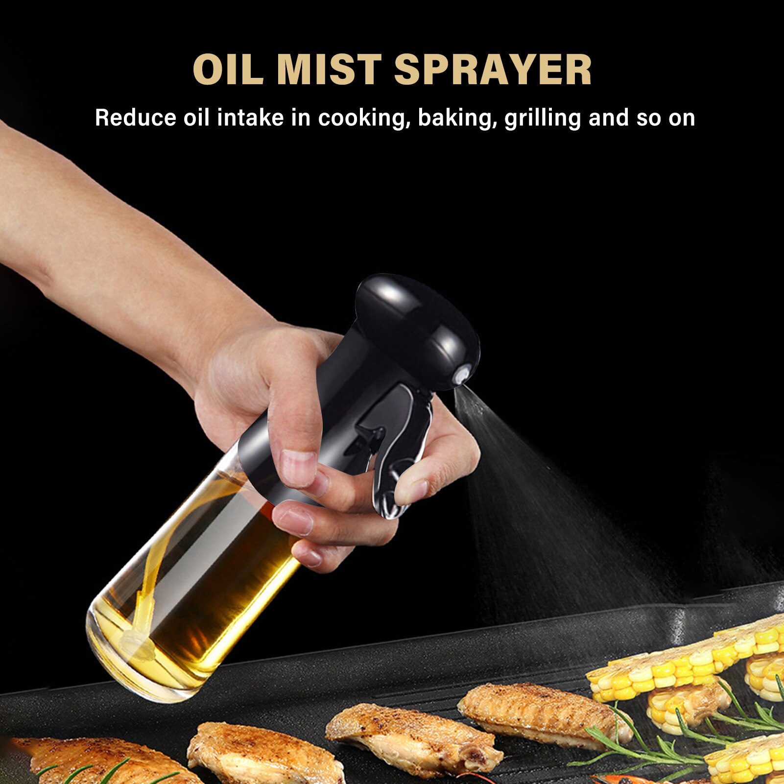 200ml Glass Olive Oil Spray BBQ Cooking Kitchen Baking Tools Sprayer Empty Bottle Vinegar Oil Dispenser Salad Travel Picnic Tool