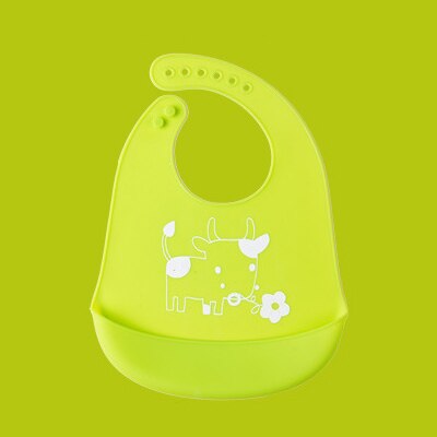 Kids 100% Zuiver Silicium Bib Baby Bib Kinderen Verstelbare Eetbare Silicagel Waterdichte Bib Babyvoeding Gereedschap Jongen Meisje slabbetjes: Green