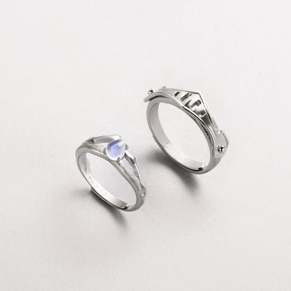 Thaya Natuurlijke Blauw Licht Maansteen Ringen 'Romantische Ring 100% S925 Zilveren Armour Bands Voor Vrouwen Vintage Elegante Sieraden