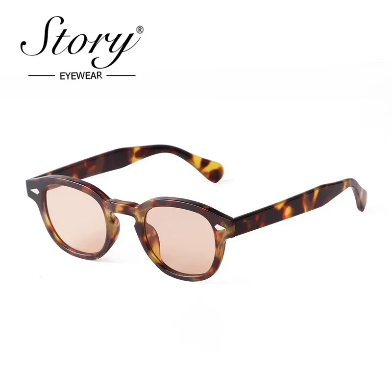 HISTORIA Vintage remache carey gafas de sol redondas mujeres hombres 2022 de Retro amarillo azul lente gafas de sol cuadradas S22728
