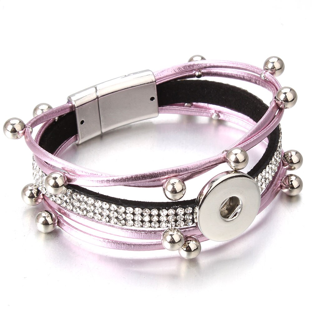 Bracelet en cuir fait à la main, boutons pression de 18mm, Punk, DIY, fabrication de bijoux: 32