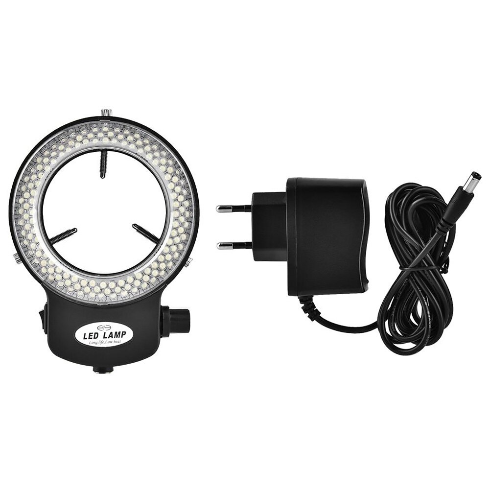 Anillo de luz LED 100V 240V círculo práctico proyector de cámara brillo ajustable lámpara portátil para estéreo microscopio sombra gratis: Black EU