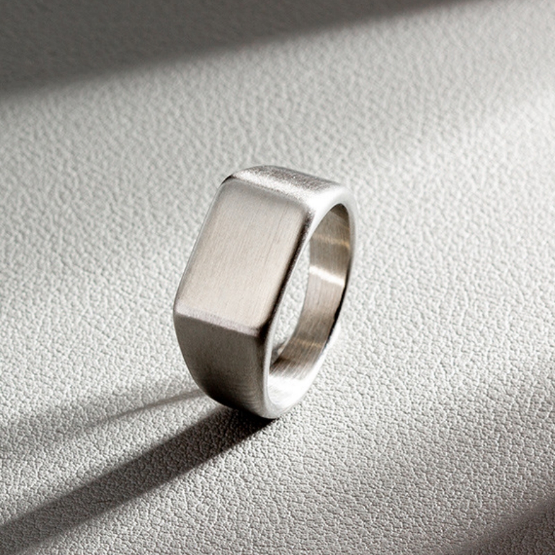 HNSP 316L Edelstahlring für Männer 2024, glatte rechteckige Dichtungsringe, Fingerschmuck, Zubehör: 11 / Weiß