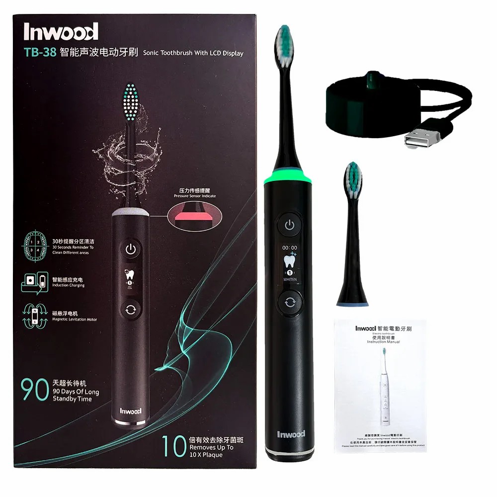 Blød, miljøvenlig elektrisk tandbørste, bløde børstehår, elektronisk tandbørste til voksne og børn: Orange