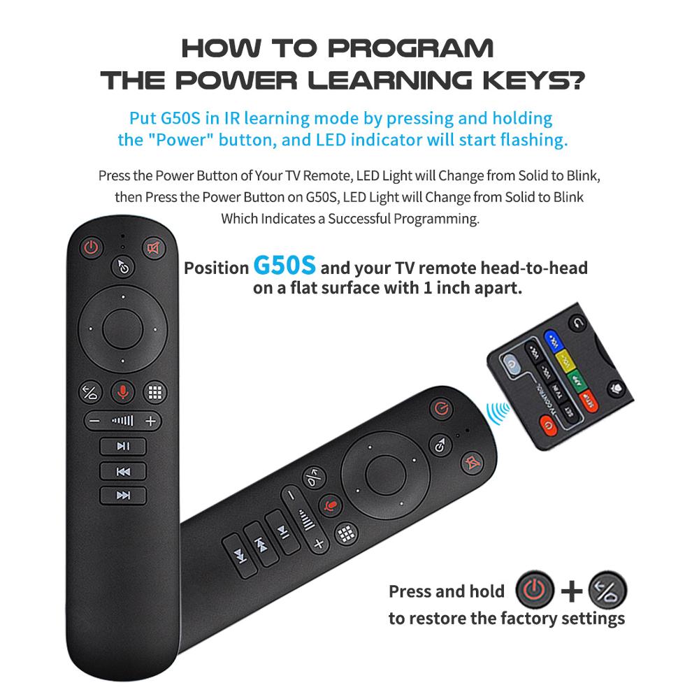 2pcs/lot G50S Voice Air Mouse Wireless 2.4GHz Remote control G50 Microphone Gyro IR Learning Aero Mouse for Android TV Box PC