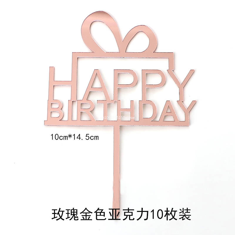 10Pcs Gold Black Happy Birthday Cake Topper DIY Acrylic Letter Simple Kids Birthday Party Dessert Decoration Supplies