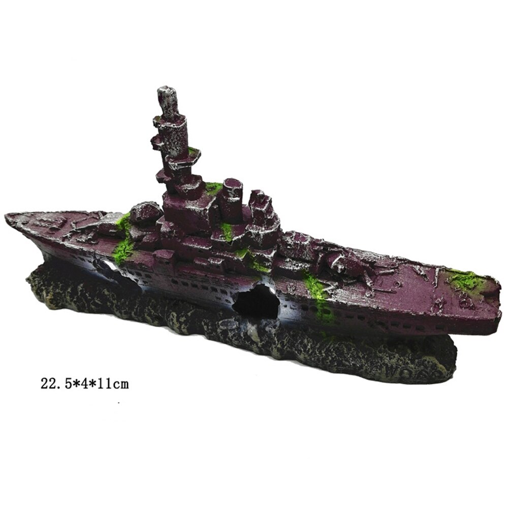Pirate ship aquarium beautification fish tank landscaping ornaments decorative resin shipwreck decorative ship shelter: Leaf boat dark red