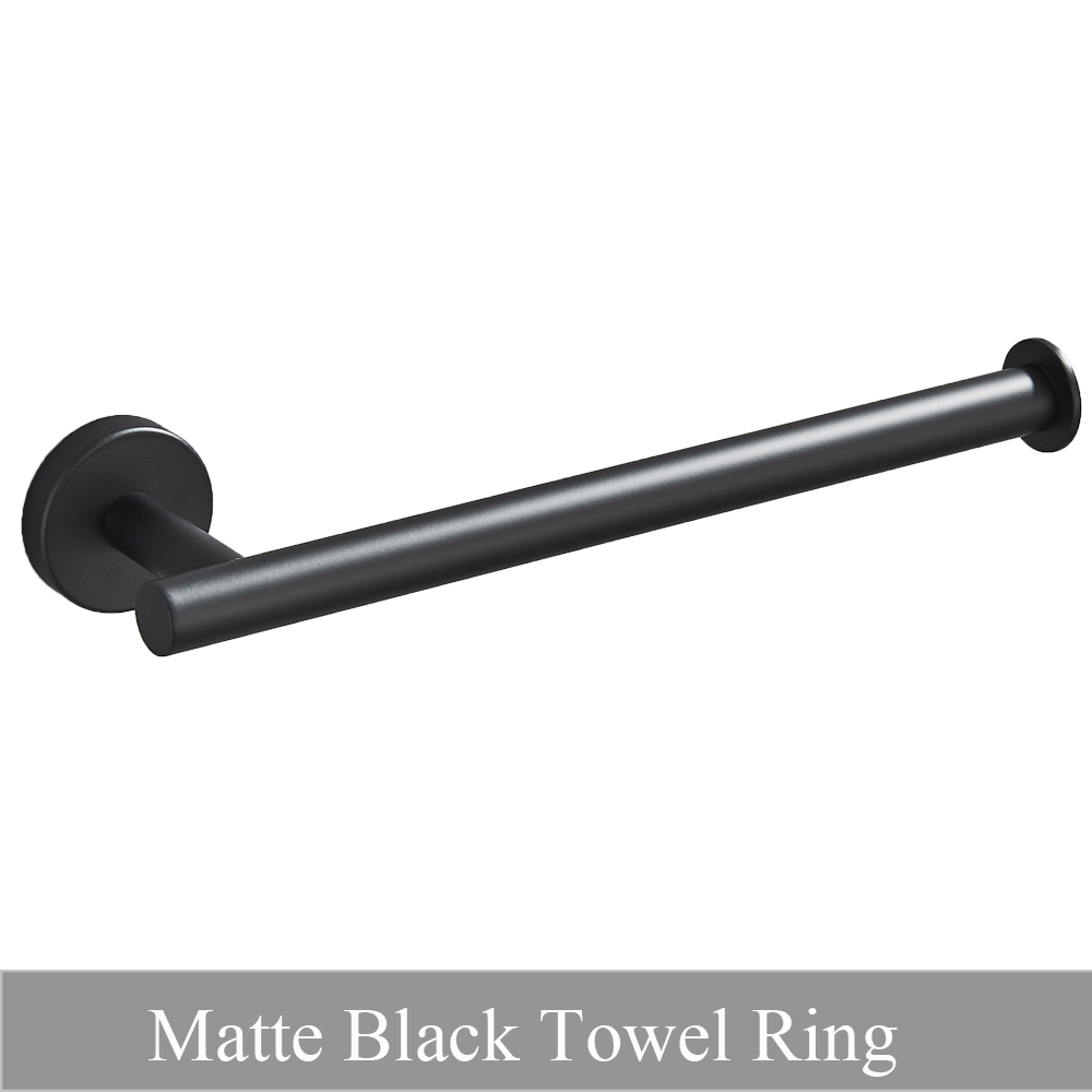 Badkamer Hardware Set Ronde Handdoek Bar Toiletpapier Houder Handdoek Ring Robe Haak Rvs Opknoping Rack Diy, Chroom/Zwart: Blauw
