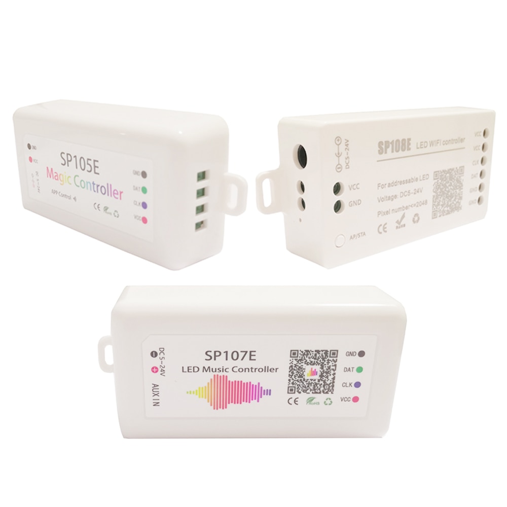 Wifi bluetooth musik rgb led strip light controller för  ws2812b ws2811 sk6812 ucs 1903 lpd 6803 ws2801 led strip light  dc5-24v