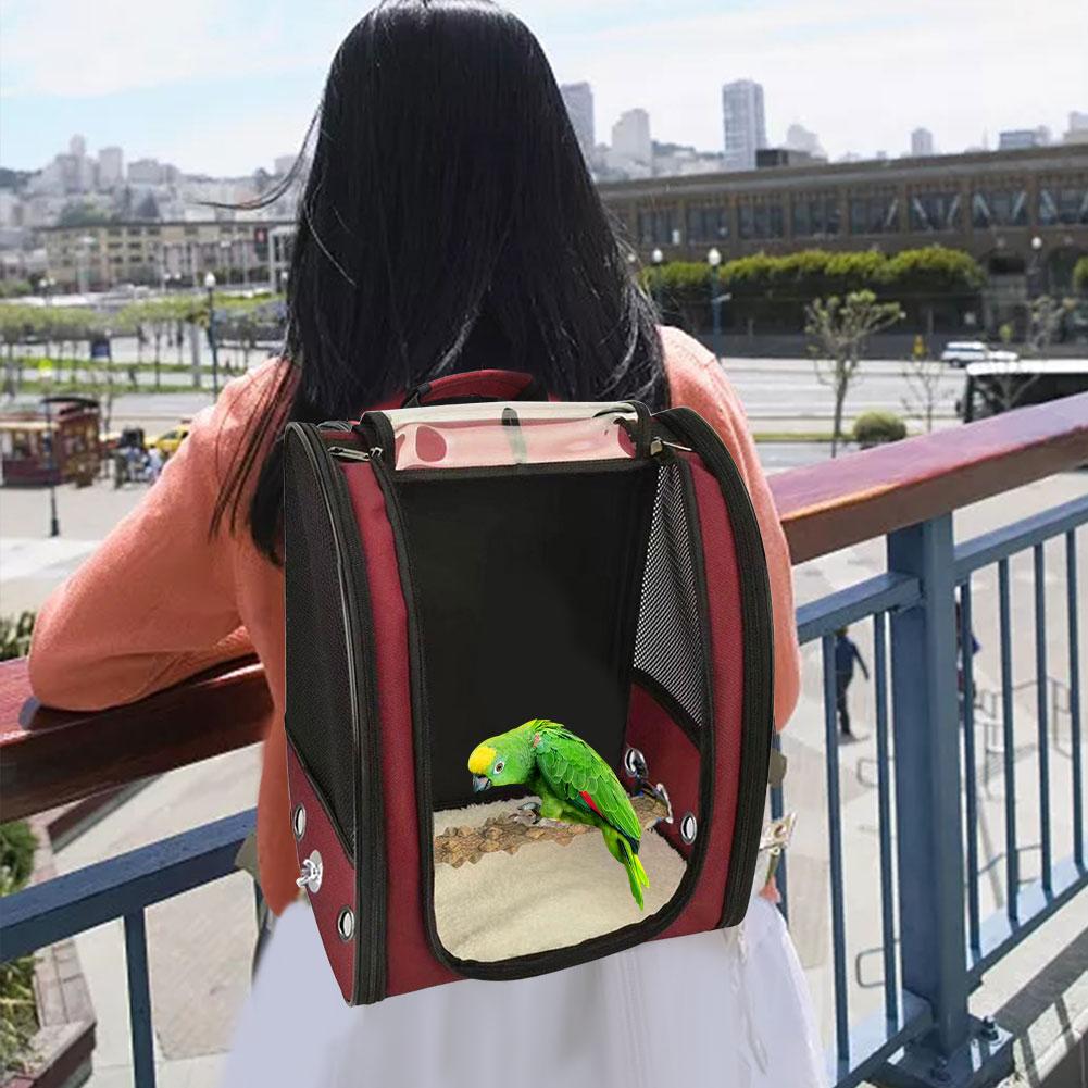 Bird Carrier Backpack Bird Carrying Cage Hiking Bag Breathable Outdoor Travel Bird Transport Bag Birds Supplies