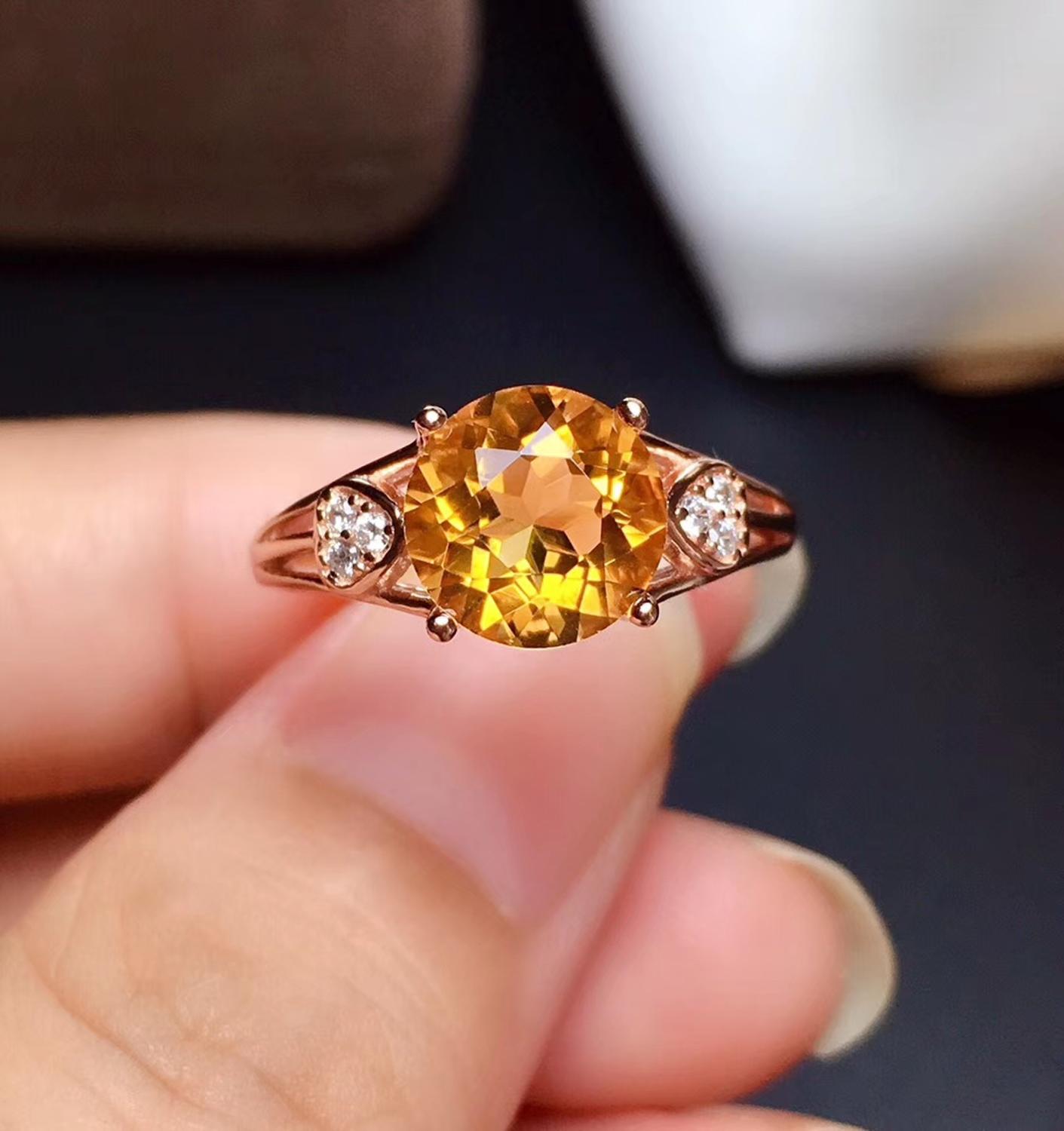 Di grande formato giallo citrino insieme dei monili tra cui anello della collana reale 925 argento festa di compleanno del regalo ornamento di colore giallo brillante