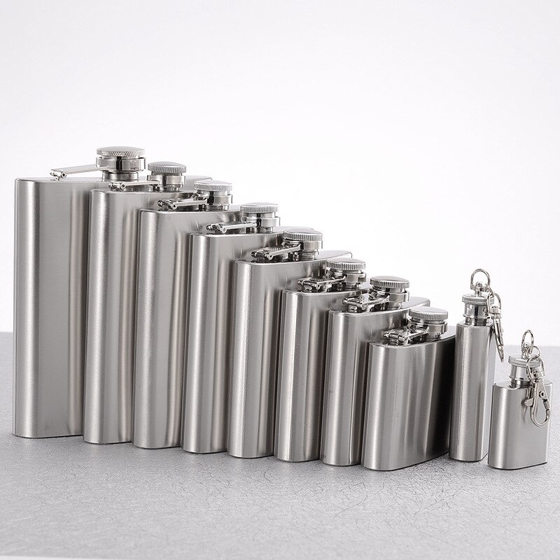 Stainless steel small hip flask with plastic cover 1-18 ounces portable wine bottle ZD