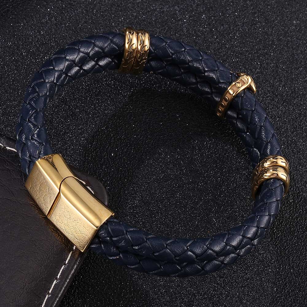 Luxury Cross Classic Stainless Steel Men Leather Bracelet Choose Handsome Men's Christmas BB1028