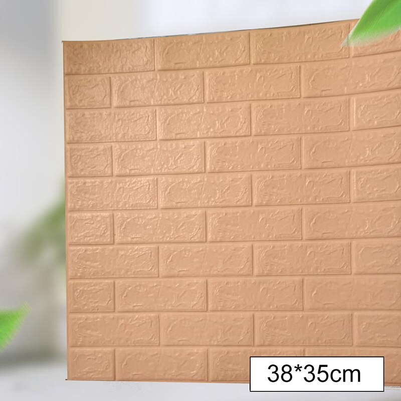 Självhäftande 3d väggdekal imitation tegel marmor präglad diy heminredning tapet barnrum kök sovrum: Aprikos