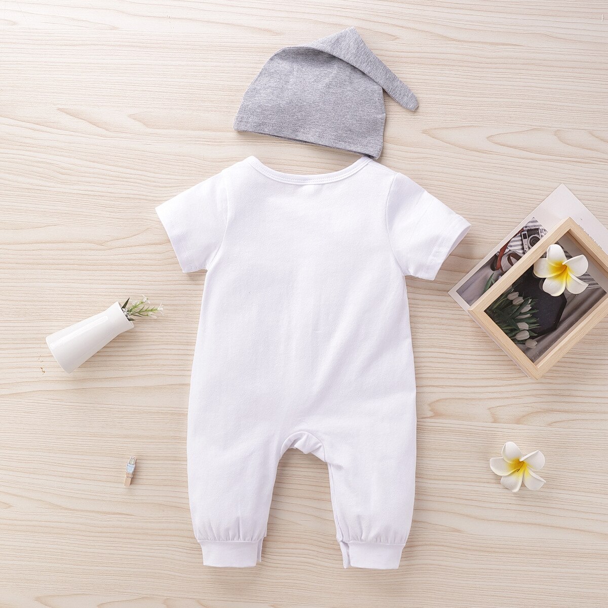 Infantil do bebê meninos verão manga curta letra sólida outwear macacão macacão criança menino macacões conjuntos de chapéu 2 pçs 0-3y