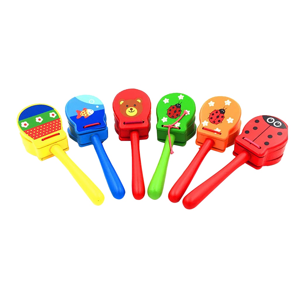 Wooden Long Handled Castanet/Clapper/Clacker Toys Suitable Kids Early Music