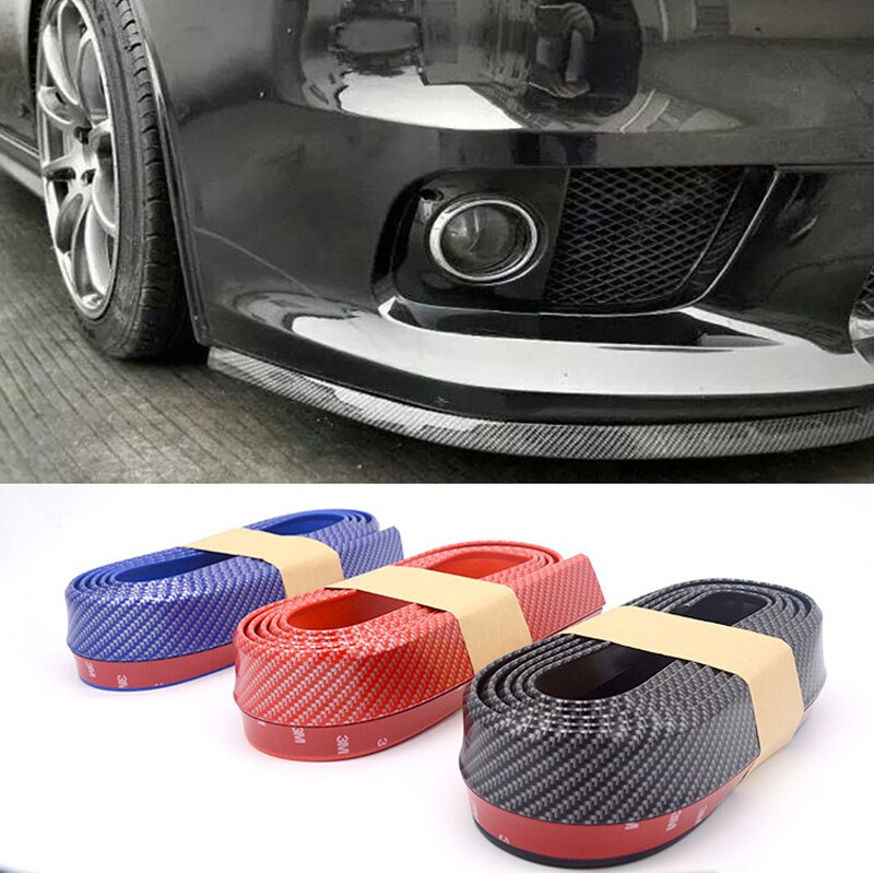 2.5 M Auto Bumper Lip Strip Protectors Splitter Body Kits Spoiler Bumpers Auto Deur Bumper Carbon Fiber Rubber Lip 65mm Breedte Strip