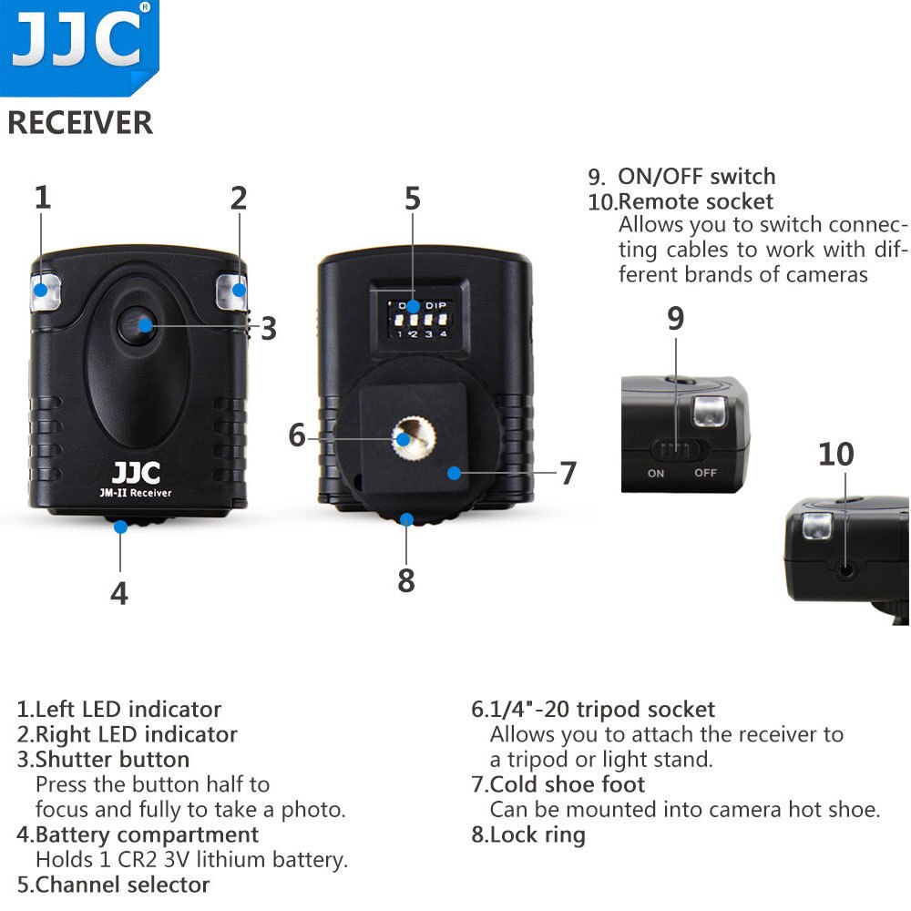 Jjc Camera 433 Mhz Rf Draadloze Afstandsbediening Ontspanknop Controller Voor Canon Eos 850D G1X Mark Iii 700D SX60 Hs SX50 Hs 800D 200D