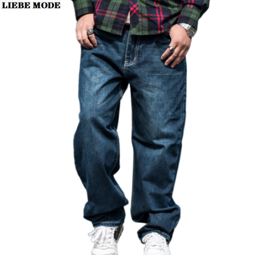 Mens Spring Autumn Wide Leg Baggy Jeans Pants Men Blue Straight Jeans Hip Hop Loose Long Jeans Pants Male Plus Size 42 44 46