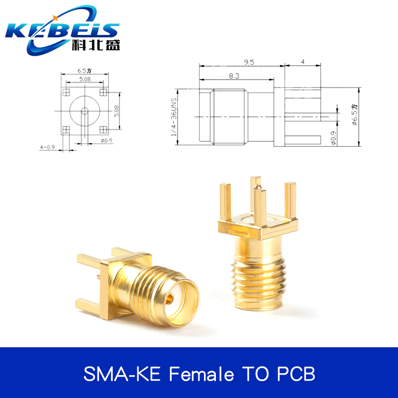 2Pcs SMA SMA-KE/KWE/KHD Female Jack Male Plug Adapter Solder Edge PCB Straight Right angle Mount RF Copper Connector Plug Socket: Lavender