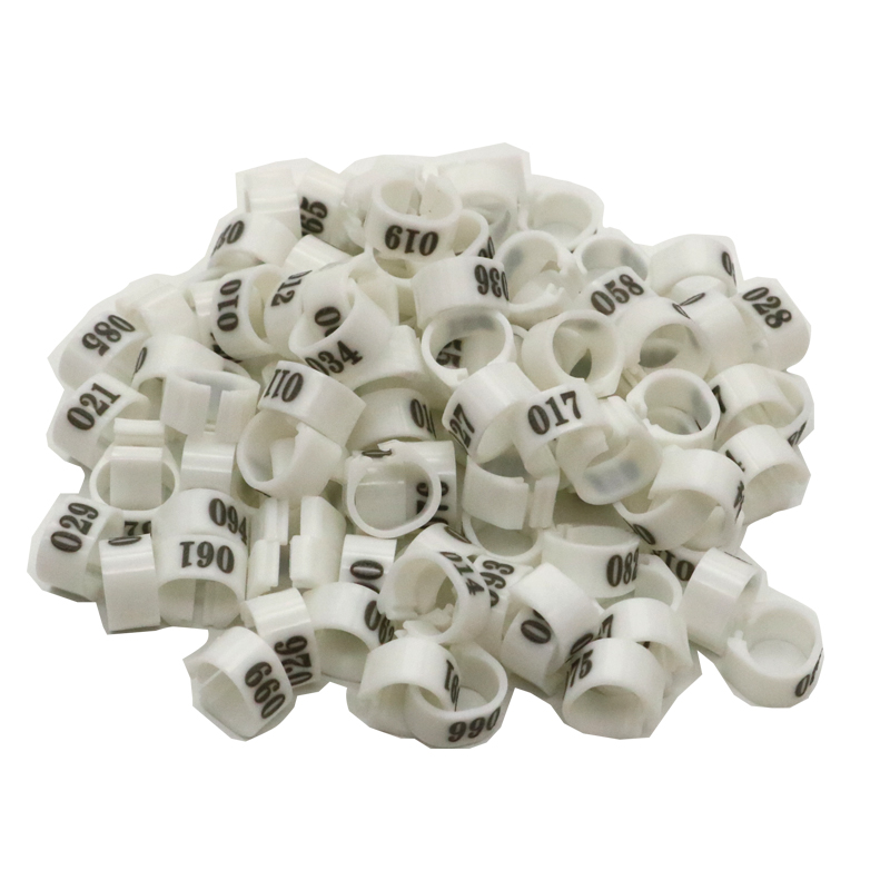 100 stks Binnendiameter 12 MM 14 MM Duif Vogel Plastic Clip Ringen Duif gekleurde voetring Nr.1-100 Gevogelte Beenbanden: L / WHITE