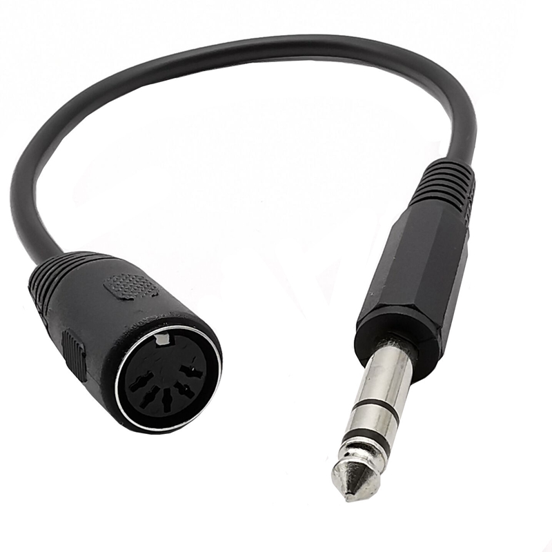 6.35 audiostekker naar midi 5-- pins vrouwelijke adapterkabel audio-uitgang voor microfoon audioversterker din 5-- pins vrouwelijk 0.3m