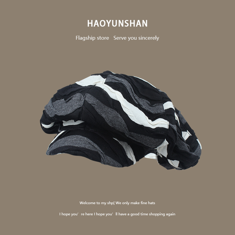 Mushroom Hat Large Cloud Hat spring Summer Black Octagonal Cap Women Face Small Bailey Painter Caps Blm