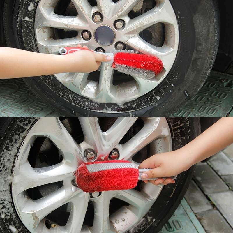 Car Wheel Wash Brush Plastic Handle Vehicle Cleaning Brush Wheel Rims Tire Washing Brush Black Car Repair and Maintenance