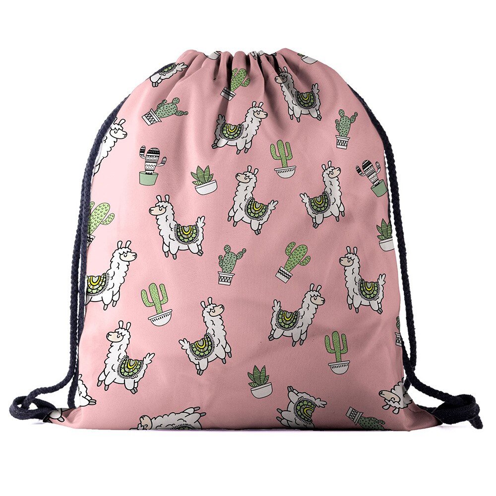 Rugzak trekkoordtas 3d print alpaca dames heren dagelijks casual meisjes mochila knapzak vrouwelijk bundel zak touw tassen: Bpa 700066