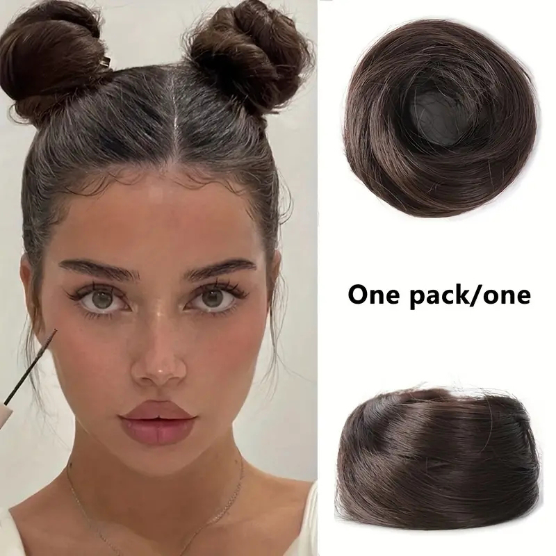 Moño básico para mujer, moño de pelo liso sintético para todas las personas, extensión de cabello de aspecto Natural para mujer: 1B/27HL