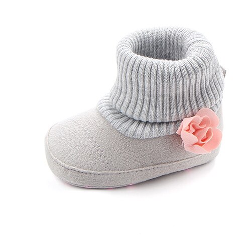 Baby Meisjes Jongens Laarzen Opvouwbare Sok Schoenen Infant Babyschoenen Herfst Winter Warme Laarzen 0-18 Maanden Peuter leuke Laarzen: gray / 3