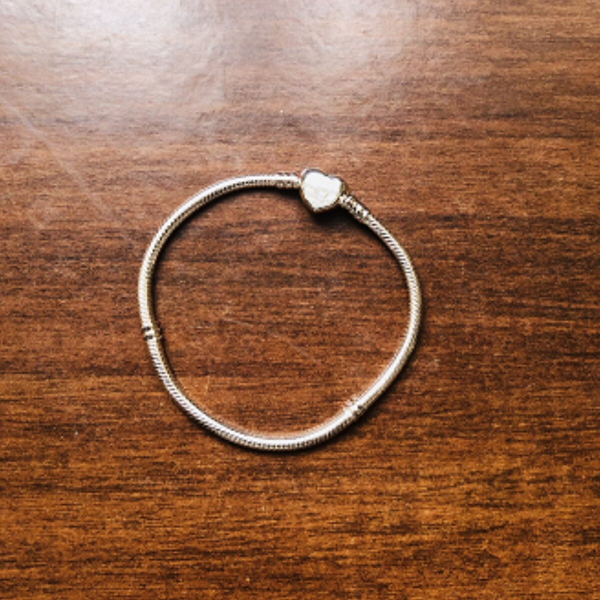 Silver Color Heart Shape Pendant Women Snake Chain Heart Charm Bracelet