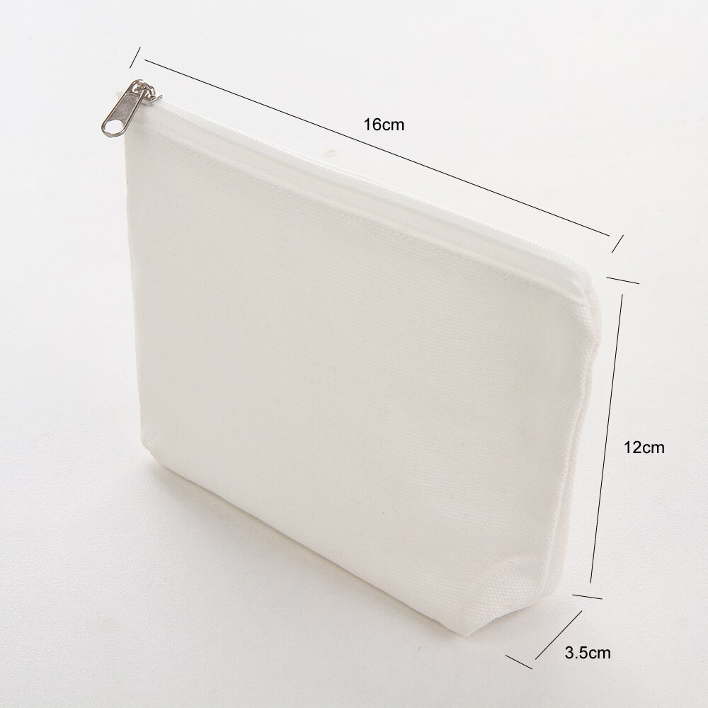 Bolsa para cosméticos de 6 pçs/lote, bolsa de algodão branco puro para faça você mesmo, com zíper, de lona