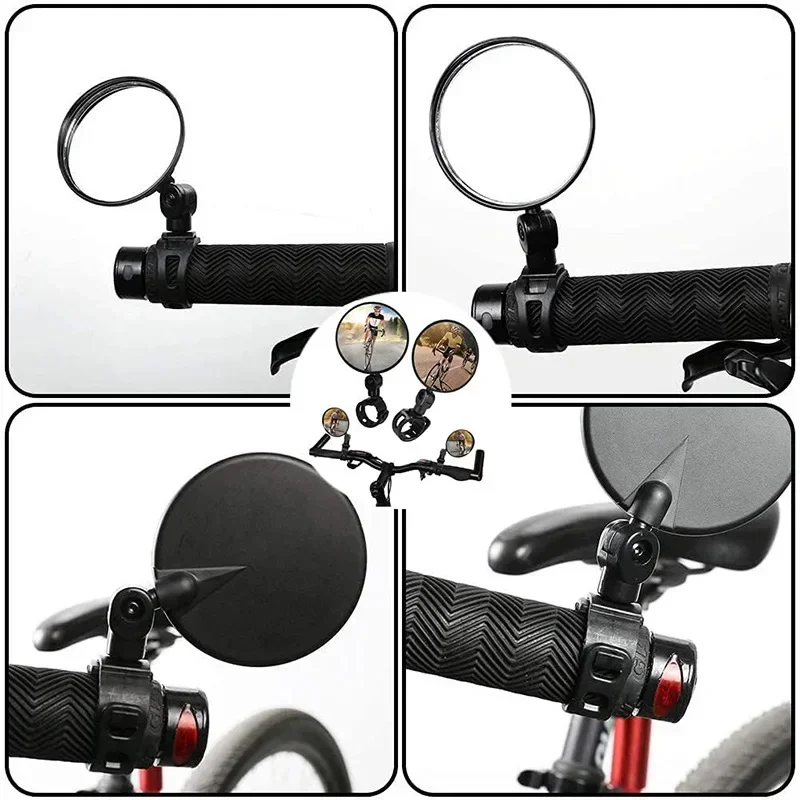 Espejos de bicicleta convexos para Scooter Eléctrico, Reflector de gran angular ajustable para manillar de bicicleta de montaña, espejo retrovisor, accesorios para bicicleta