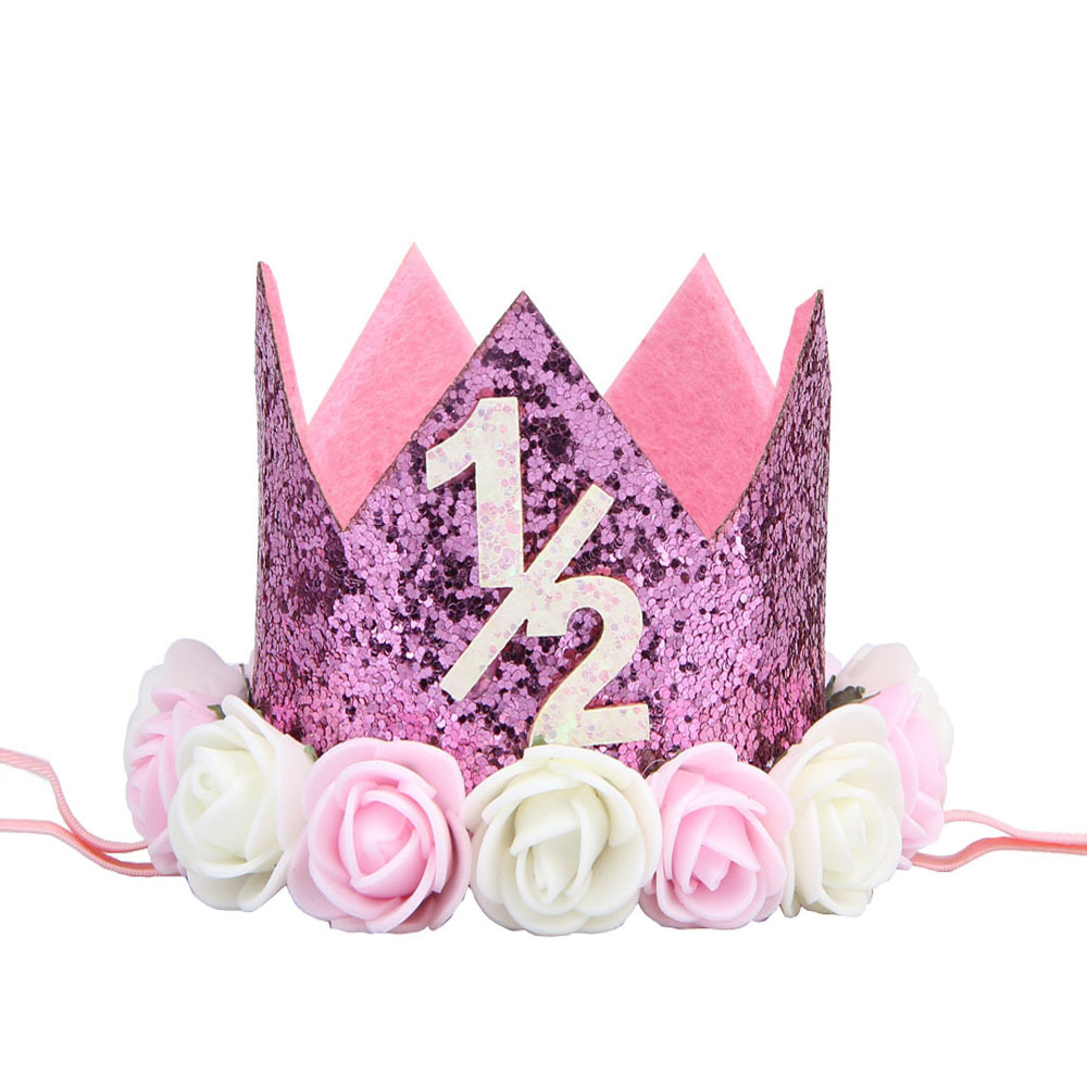 Felice Primo Compleanno Cappellini per Feste E festa arredamento cap di Un Cappello Di Compleanno Della Principessa corona 1st 2nd 3rd anno Vecchio Numero Capretti Del bambino Dei Capelli accessorio: viola