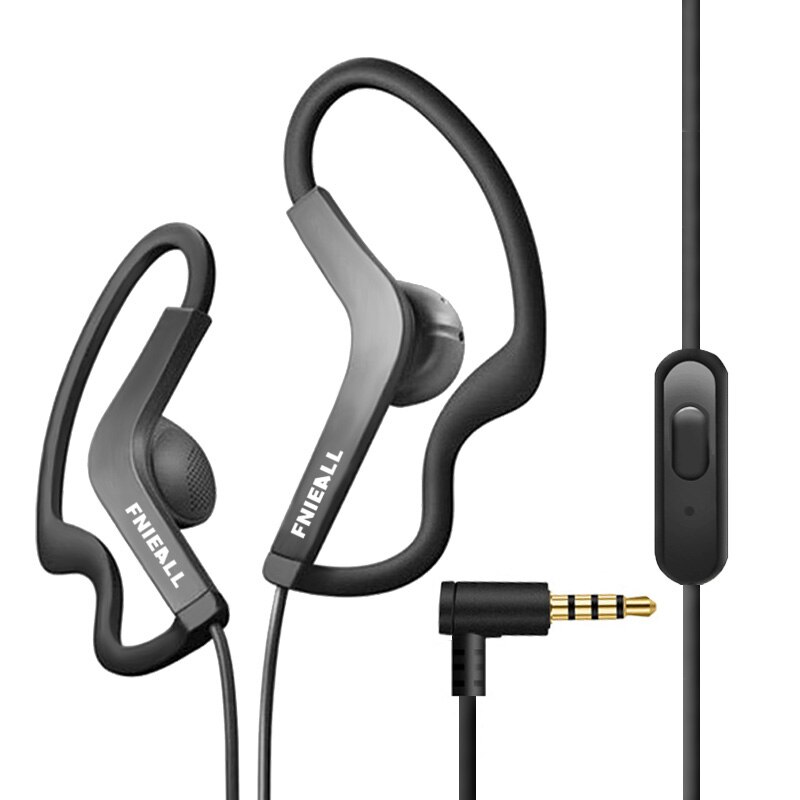 Ear Hook 13MM Sport Running Bass Headphones Ears Painless Earphone Control HiFi for iPhone /Xiaomi IOS Android Smart Phones: S1 BLACK