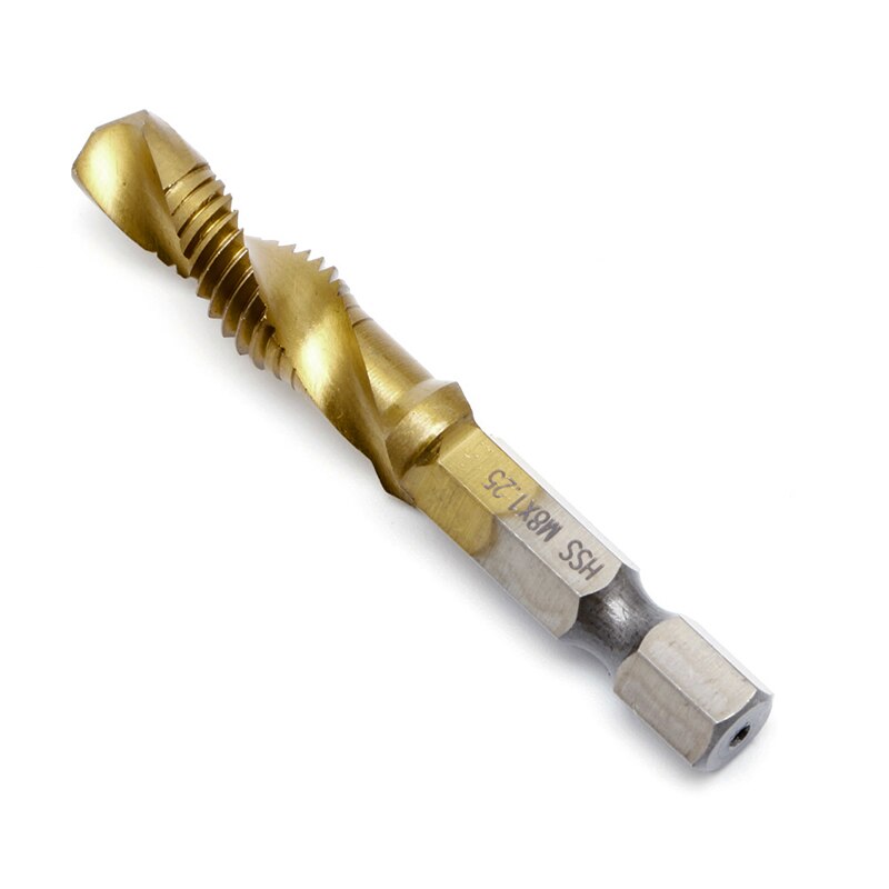 M3-M10 Hex Shank Titanium Plated HSS Hand Screw Thread Metric Tap Drill Bits Tu APR24: M8