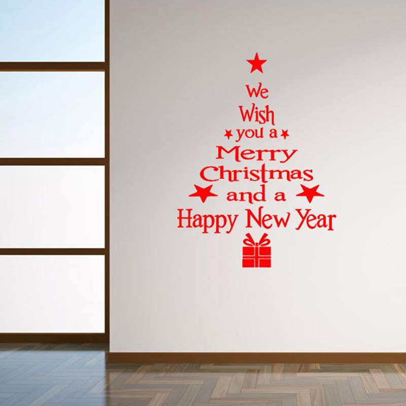 Removable Wallpaper Merry Christmas Tree Wall Stickers For Walls In Rolls Art Vinyl Decal Home Window Decor