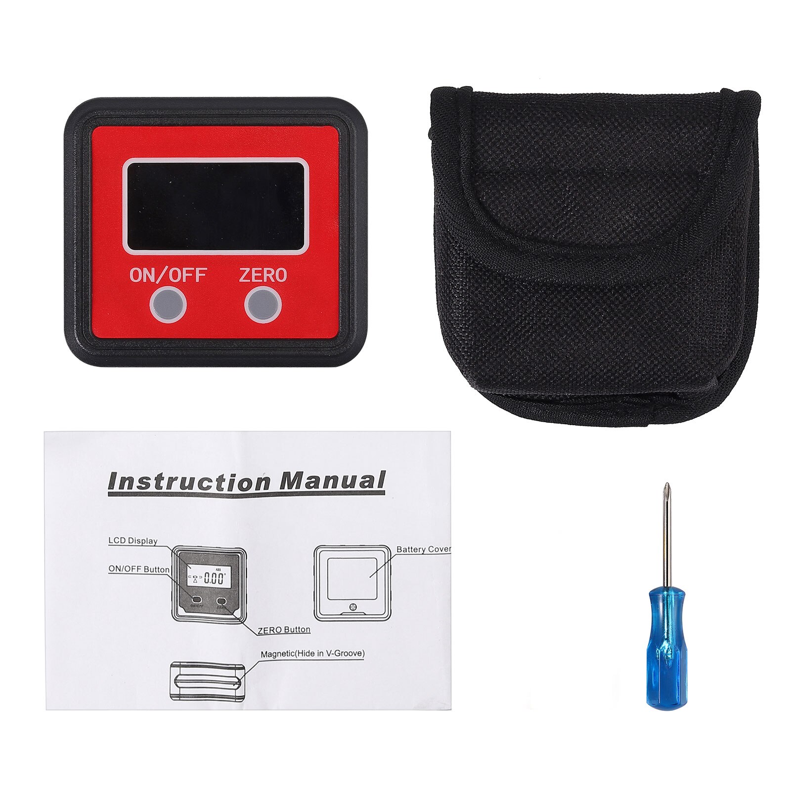 Neoteck – jauge d'angle numérique, boîte de niveau avec rainure en V, affichage LCD, précision, rapporteur électronique